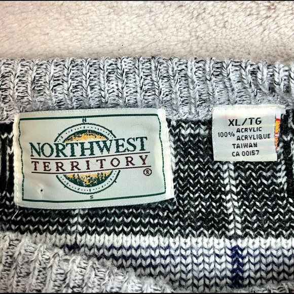 Vintage Windowpane Pattern 80s 90s knit sweater men’s - Picture 8 of 11